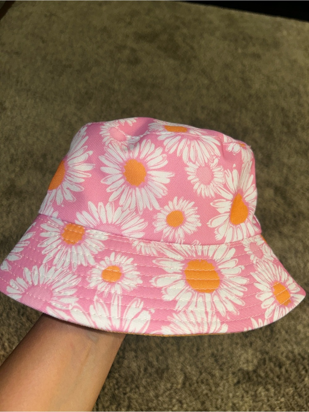 Pink Daisy Print Kids Bucket Hat